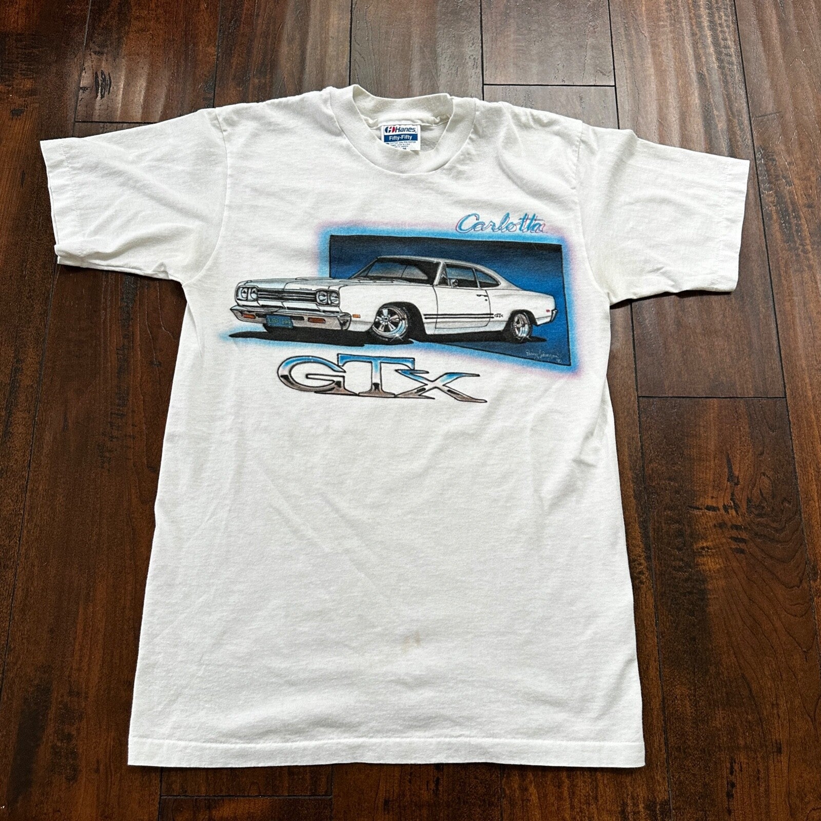 GTX 1969 Plymouth VTG T Shirt Airbursh Hanes USA Single Stitch Carlotta 90s