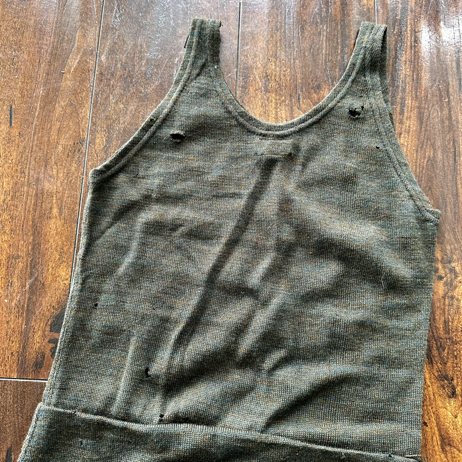 Antique 1920s Green Stripe Wool Bathing Suit Women Swimsuit Art Deco 20s 30s