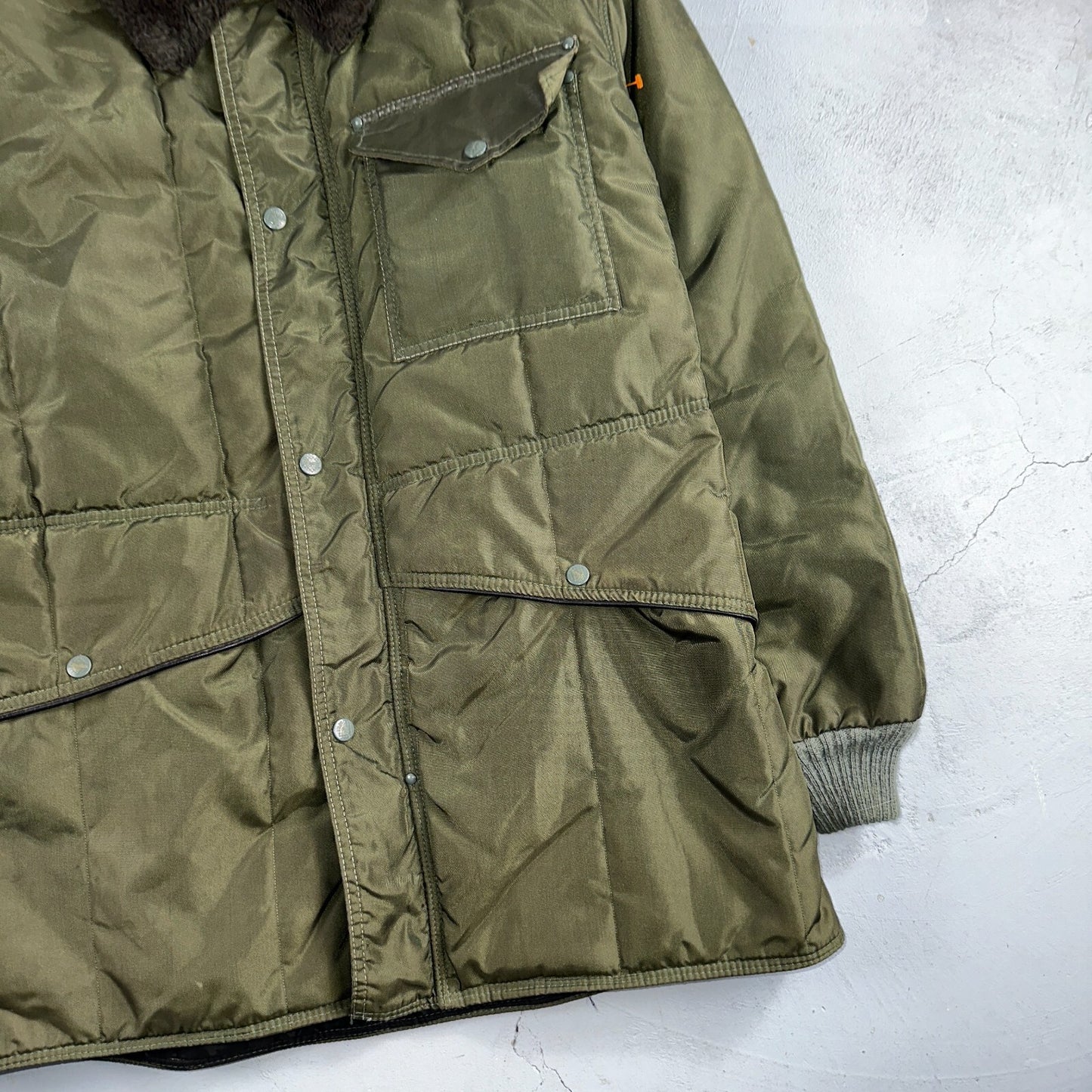 Vintage 1960s Green Parka Puffer Jacket Coat Men's L USA Refrigiwear Ski 60s