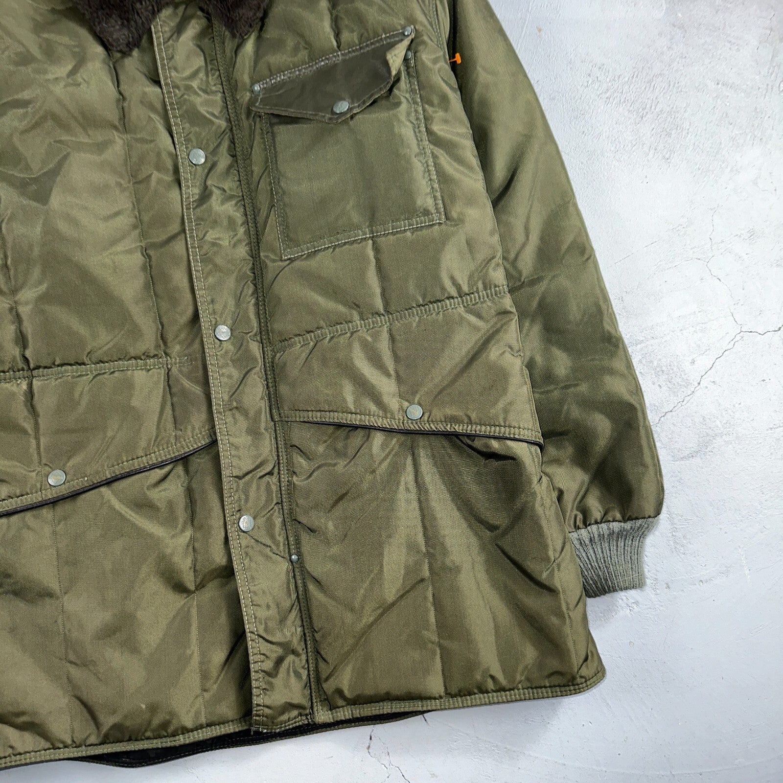 Vintage 1960s Green Parka Puffer Jacket Coat Men's L USA Refrigiwear Ski 60s