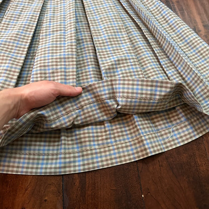VTG USA Rockabilly Womens Dress Skirt 60s 70s Bottom Plaid Checker Pleated Cute