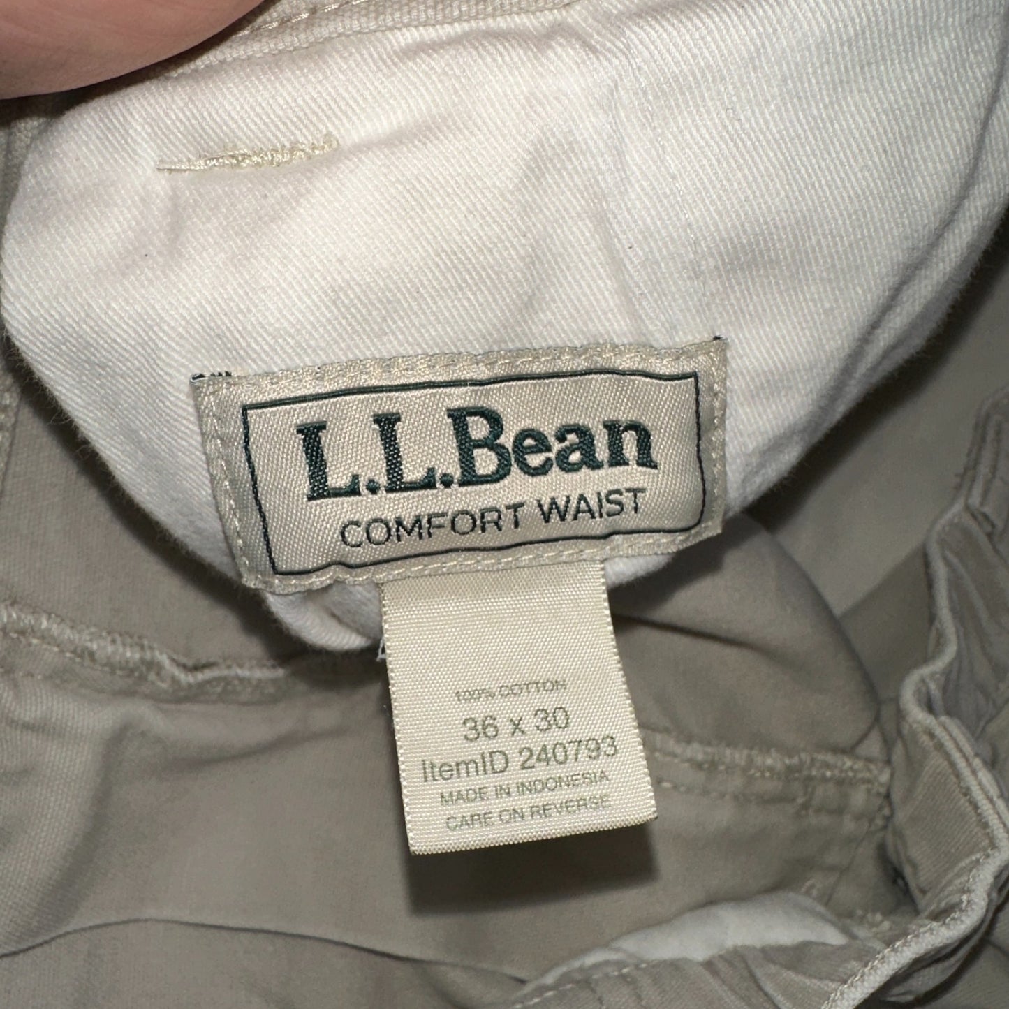 Vintage LL Bean Mens 36x30 Light Stonewashed Cargo Pants Trousers Beige 90s
