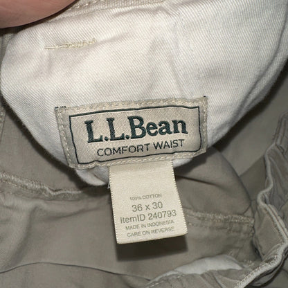 Vintage LL Bean Mens 36x30 Light Stonewashed Cargo Pants Trousers Beige 90s