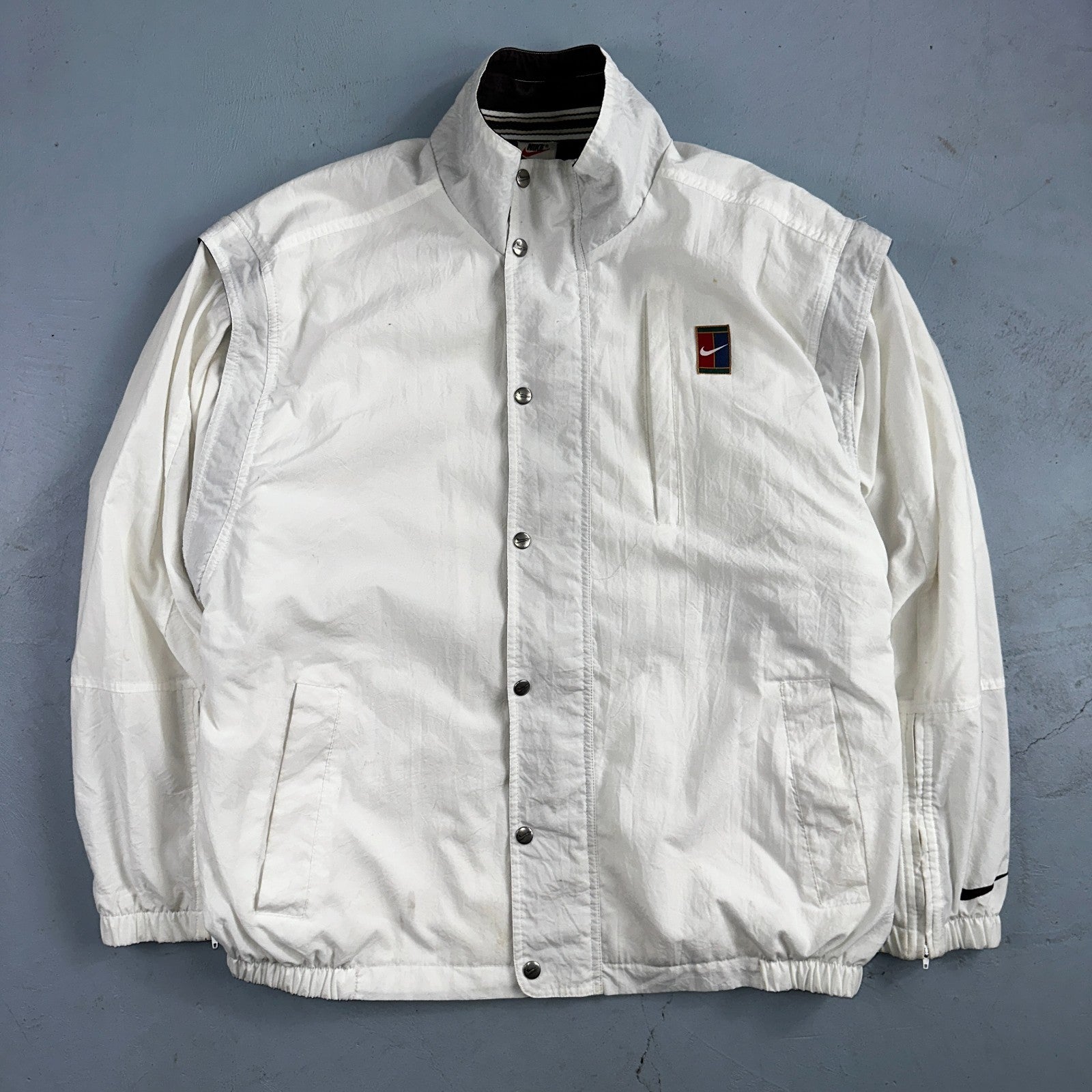 Nike Jacket Vintage 90s Challenge Court Tennis Vest Removable Sleeves RARE White