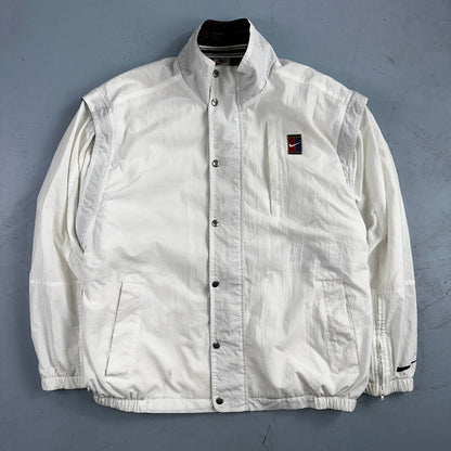 Nike Jacket Vintage 90s Challenge Court Tennis Vest Removable Sleeves RARE White