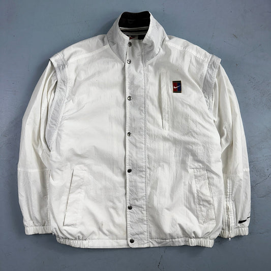 Nike Jacket Vintage 90s Challenge Court Tennis Vest Removable Sleeves RARE White
