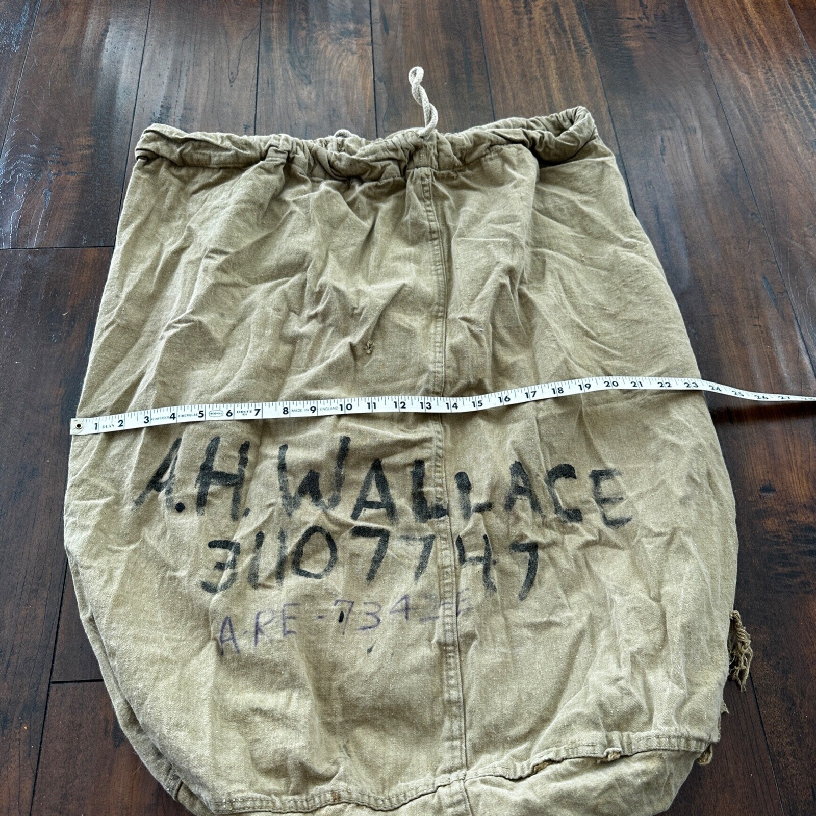 VTG WWII Canvas Garment Laundry Bag Rare Military Denim 1940s 40s 50s Stencil