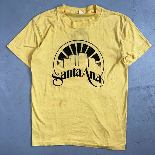 Santa Ana 70s Large Yellow VTG T Shirt Number 9 Single Stitch Sports City Tour