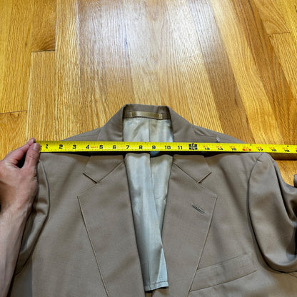 1960s Beige Sport Jacket VTG Mens Suit 44 36x29 Rockabilly Solid Tan Pants 60s