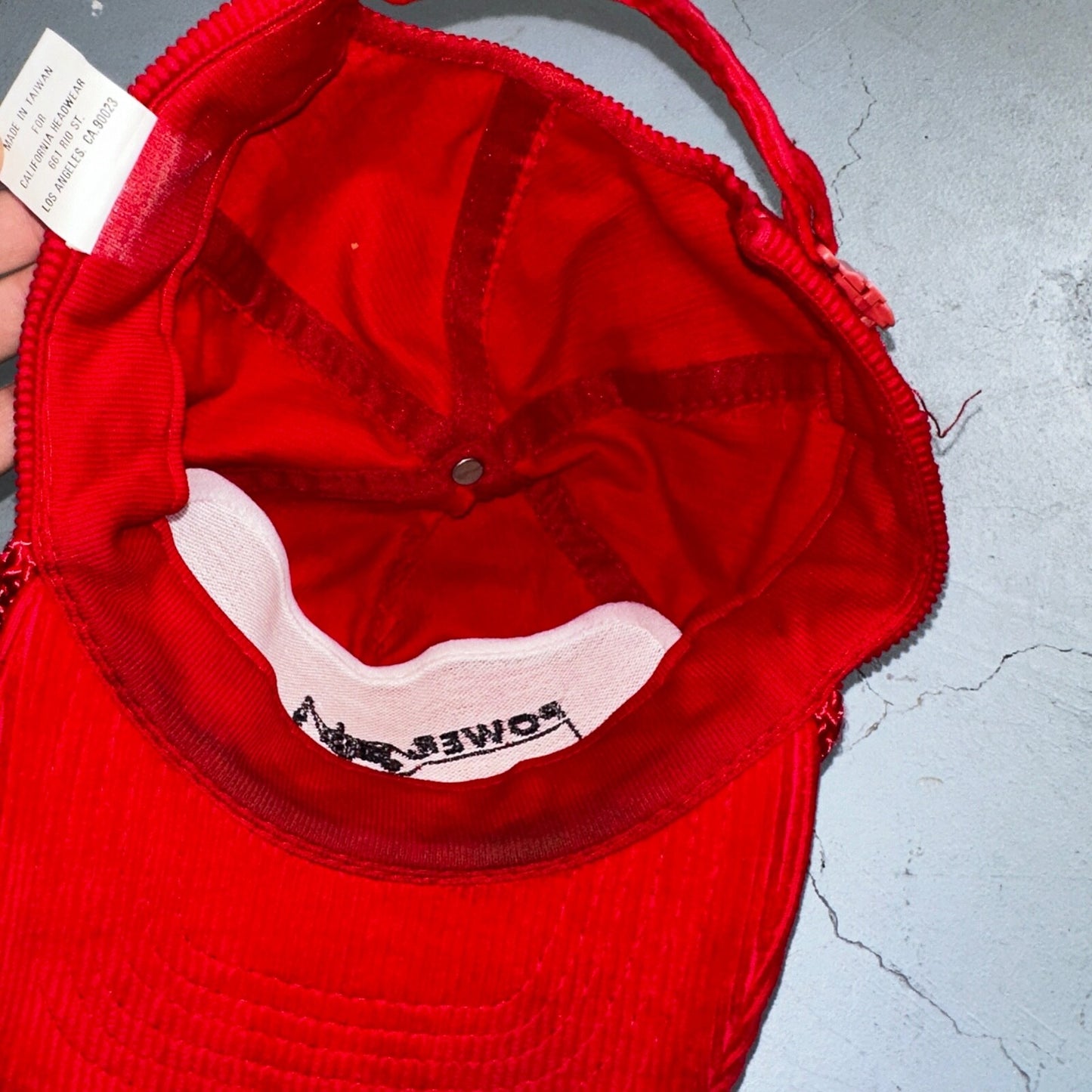 Power Rents Corduroy VTG Hat Cap Snapback Oregon Portland Red Calhead Trucker