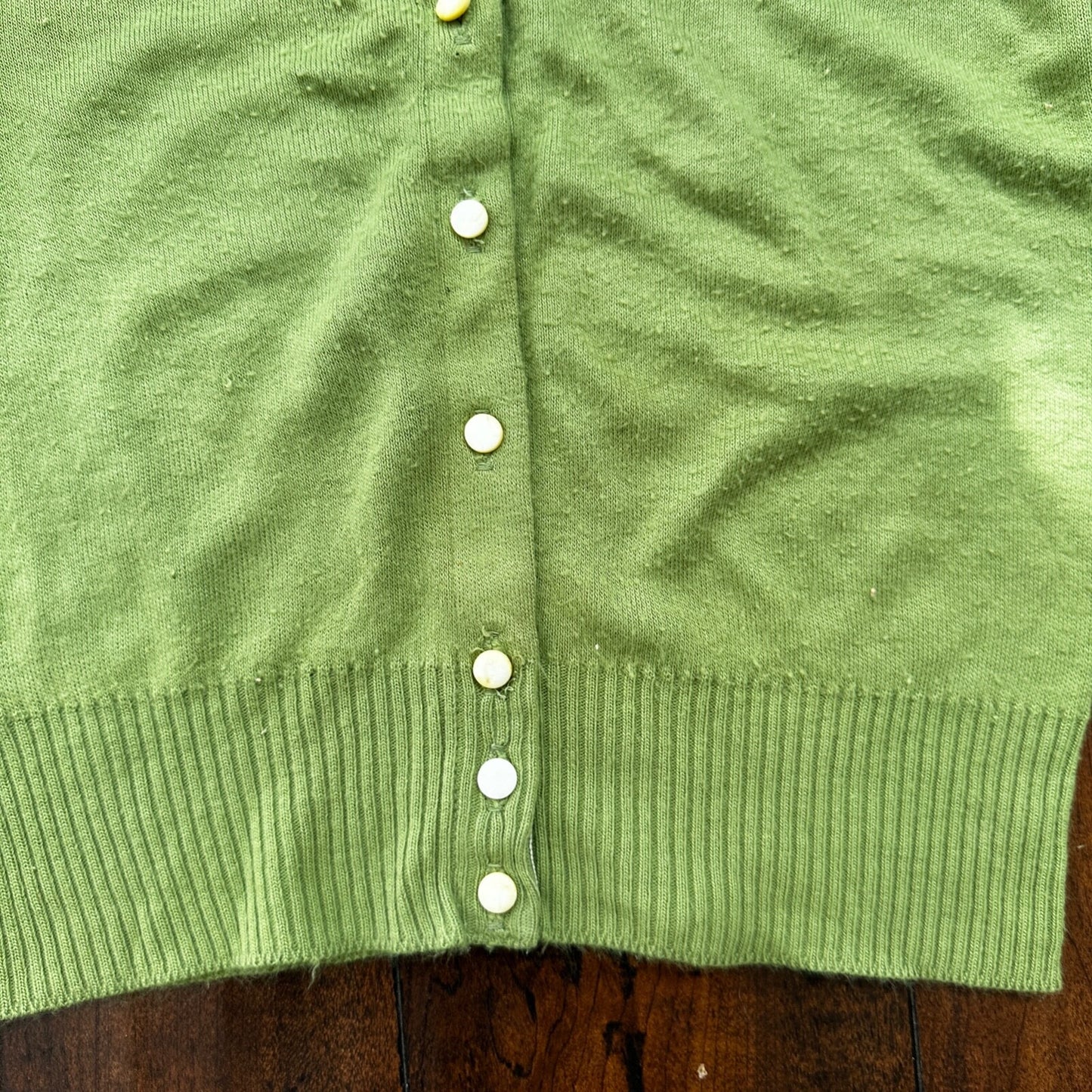 Vintage USA Rockabilly Womens Cardigan 60s 70s Top Green Thrashed Kurt Cobain