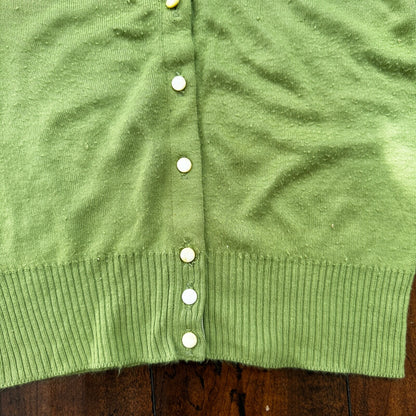 Vintage USA Rockabilly Womens Cardigan 60s 70s Top Green Thrashed Kurt Cobain