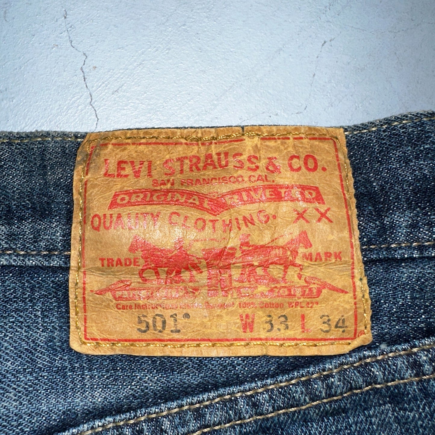 Levis 501 Vintage Y2K XX Straight Leg Jeans Blue Med Wash 33x34 Act 34x32