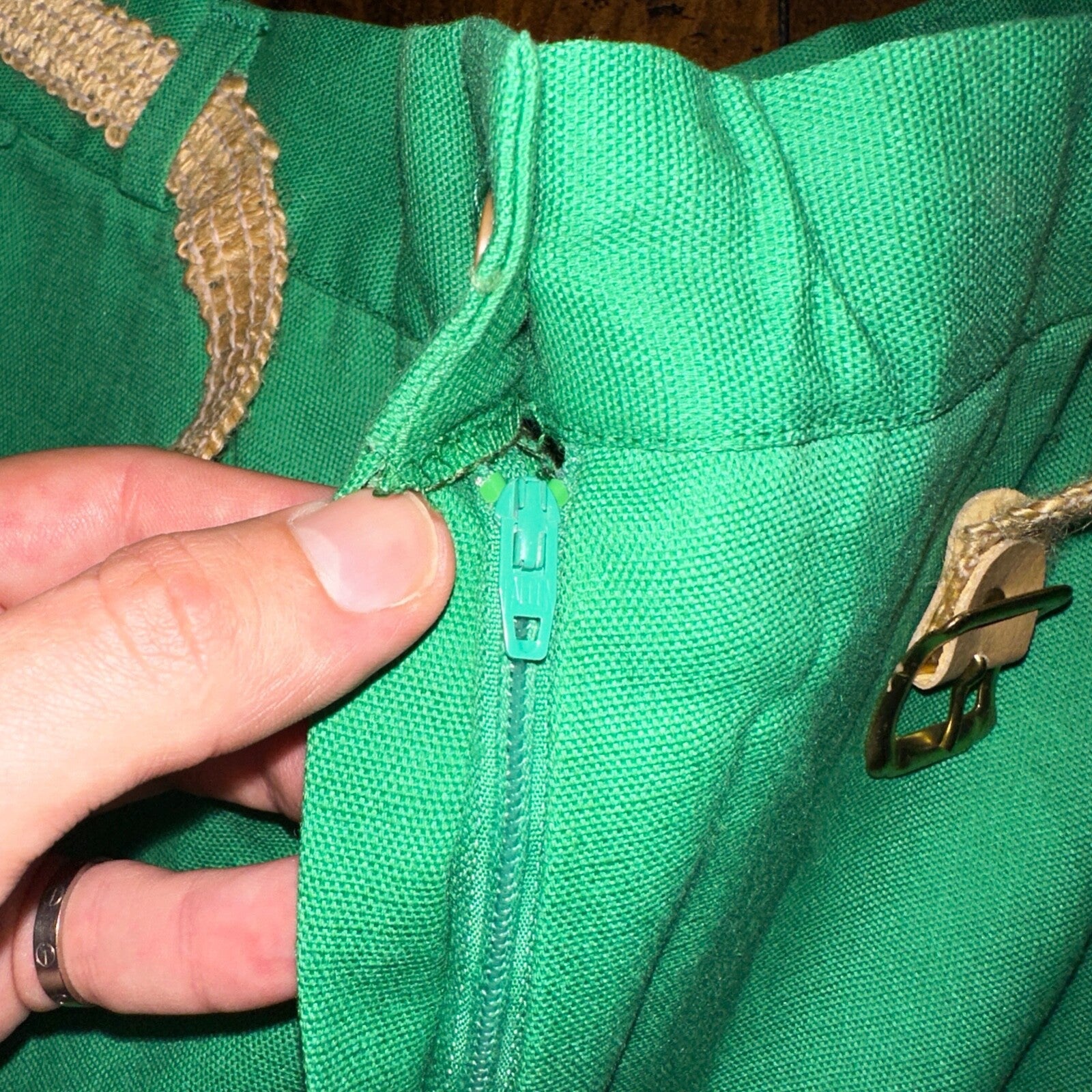 Vintage USA Rockabilly Womens Dress Pants 60s 70s Bottom Green 31x32 Boot Cut