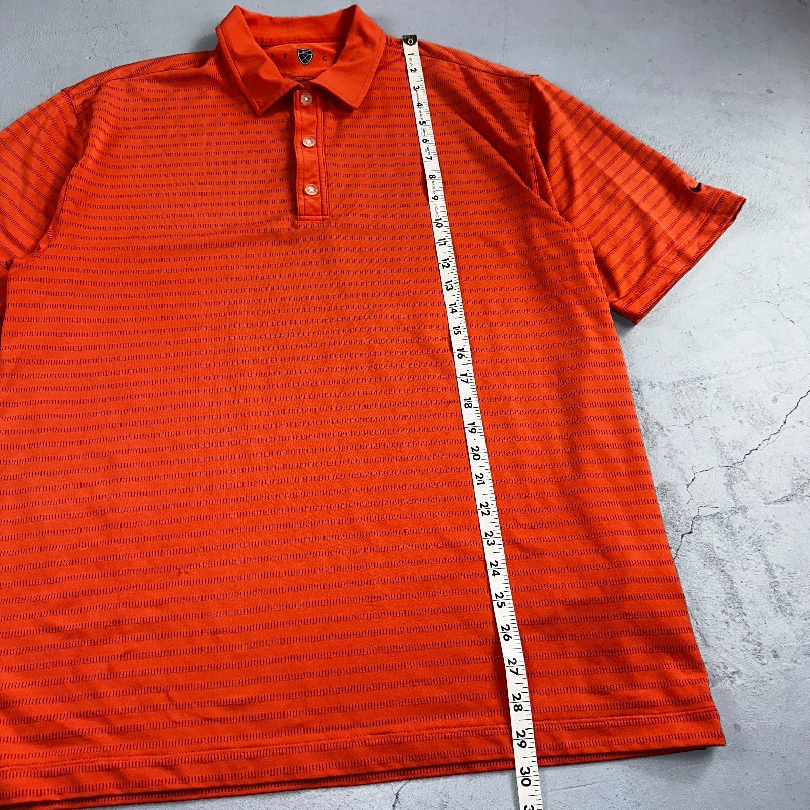 Nike Golf Dri Fit Orange Striped Polo Shirt L Large Vintage Style Sports