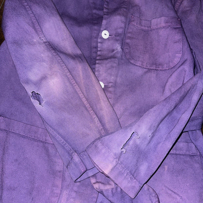 VTG 1940s 50s Overcoat Overdye Purple Jacket Rockabilly Pos WWII Chore Work Coat