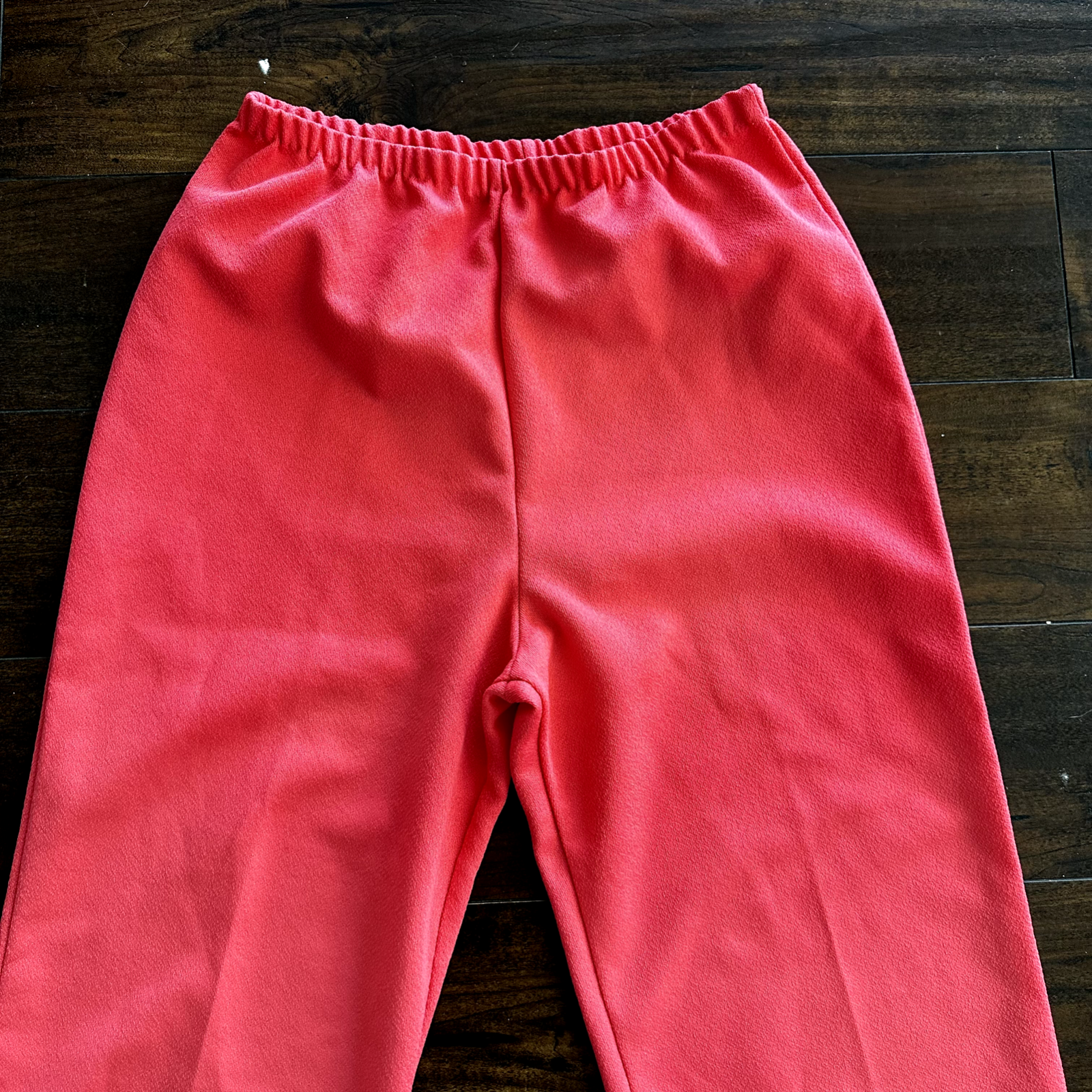 Vintage 70s High Waist Bell Bottom Poly Knit Disco Pants Pattern 80s Pink