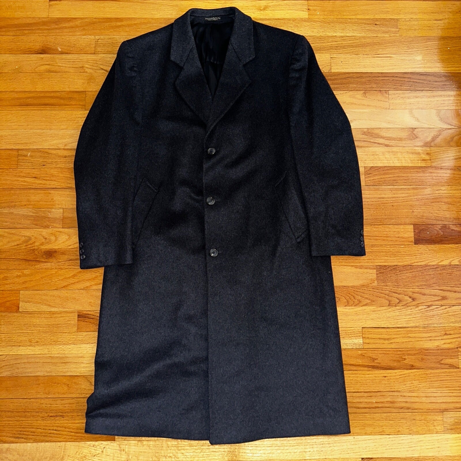 Silver Cloud Mens Coat 44R Black Cashmere Blend Italy Peacoat Jacket Long Winter