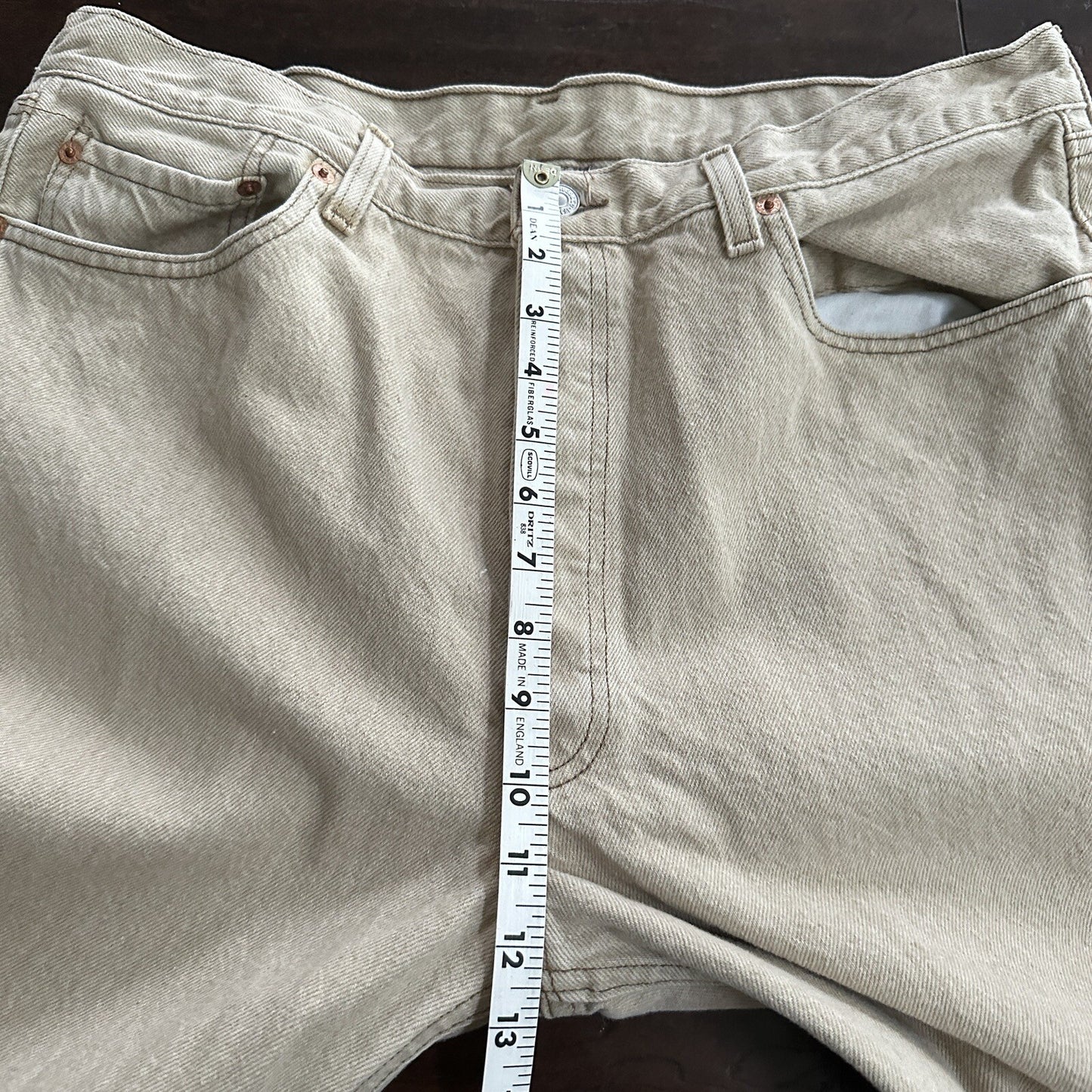 Vintage Levis 501 XX Button Fly 90s 38x34 80s Tag Act 35x34 Tan Cream Bleach