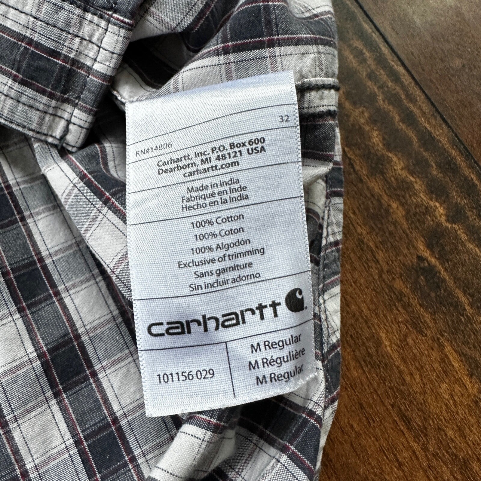 Carhartt Mens Plaid Relaxed Fit Short Sleeve Button Down Work Shirt Size M VTG