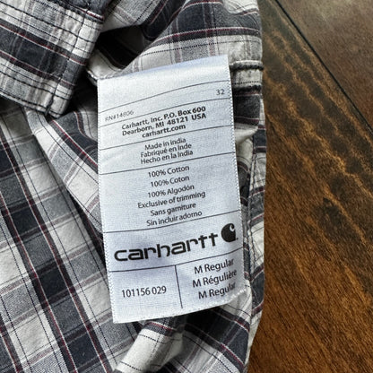 Carhartt Mens Plaid Relaxed Fit Short Sleeve Button Down Work Shirt Size M VTG