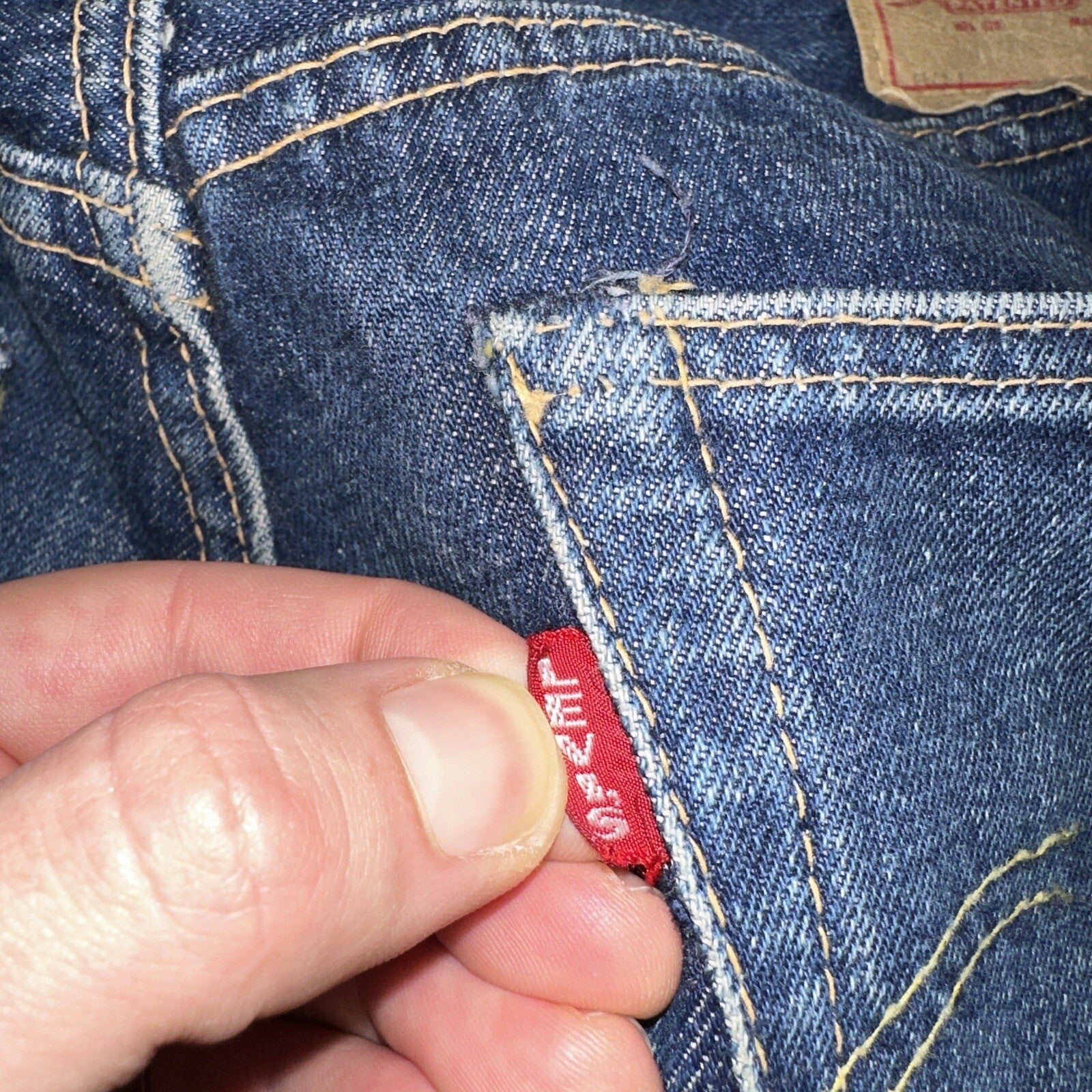 Levis 501 Big E VTG 60s Redline Denim Destroyed Jeans 1960s 28x28 Fringe Boot