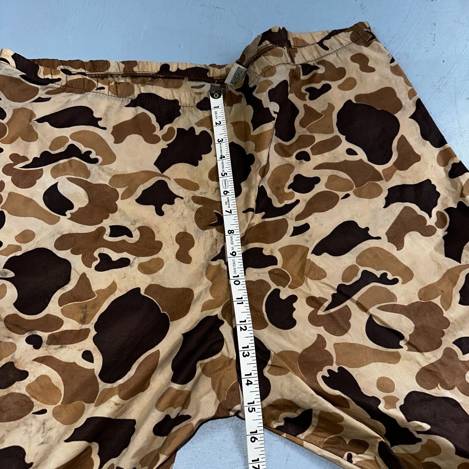 Columbia 1970s VTG Mens Size Large Duck Camo Nylon Rain Pants 70s Rare Black