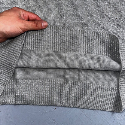 BFA Classics Womens Knit Short Sleeve Sweater Size Small Silver Sparkly Cute