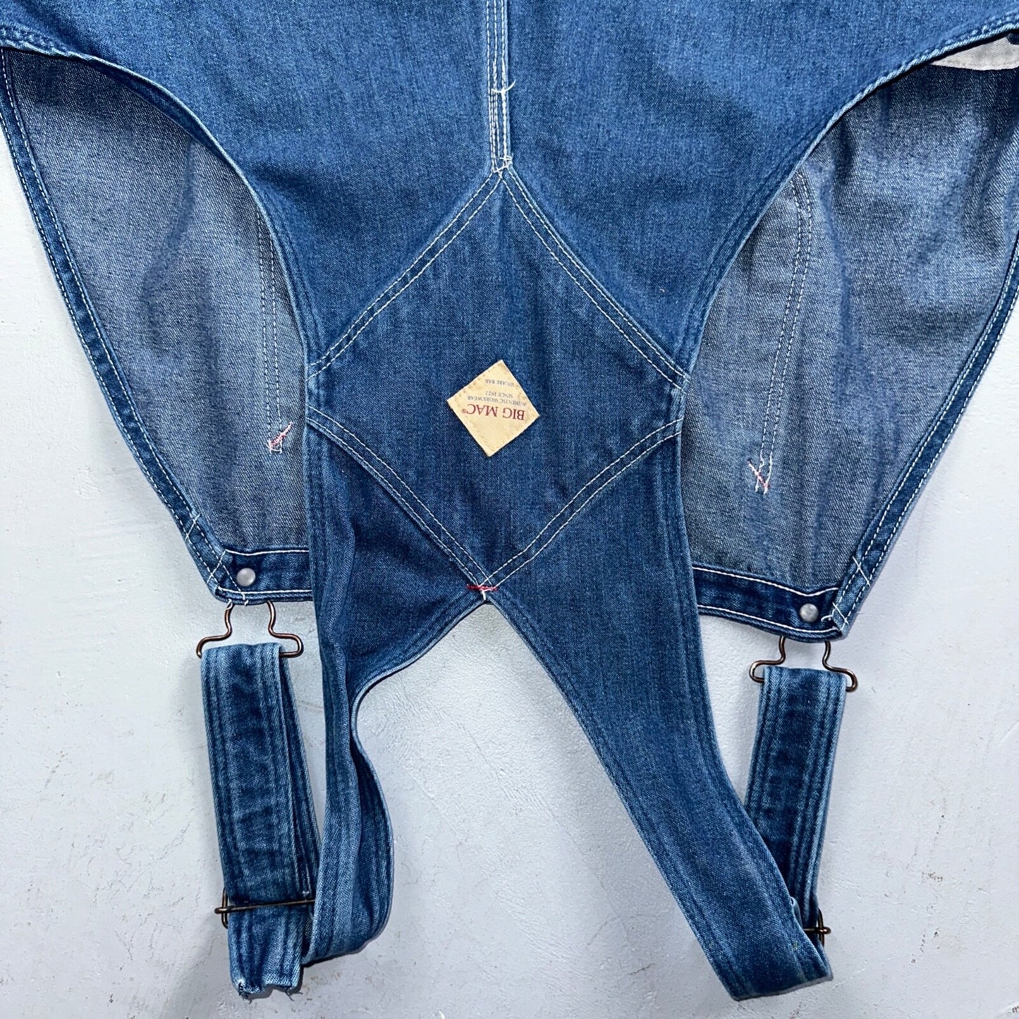 Big Mac Authentic Workwear Men's Bib Overalls 42x30 VTG Wash Blue Jean Denim