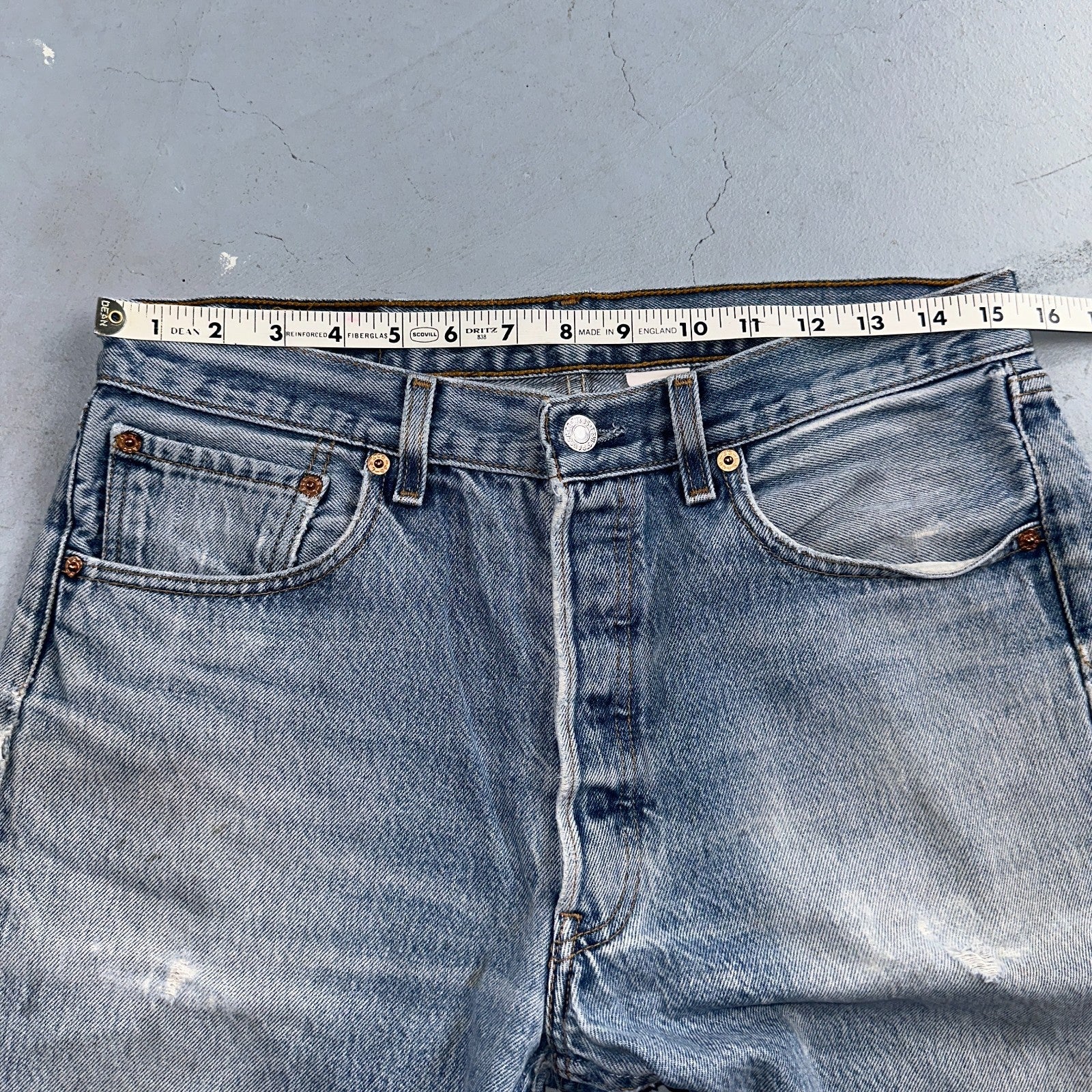 Levis 501 Vintage 90s Mexico Straight Leg Jeans Blue Light Wash 33x36 Act 31x32