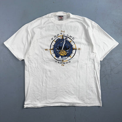 Oneita Portland Oregon 90s VTG T Shirt Single Stitch Compass Hiking Rose 1997