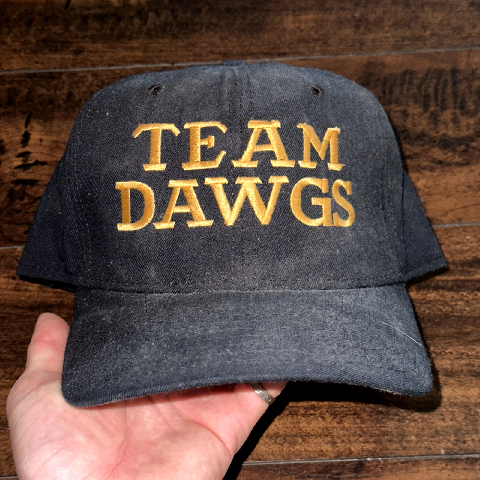 Team Dawgs Vintage Hat Cap Snapback Dogs Funny USA Black New Era Humor Friends