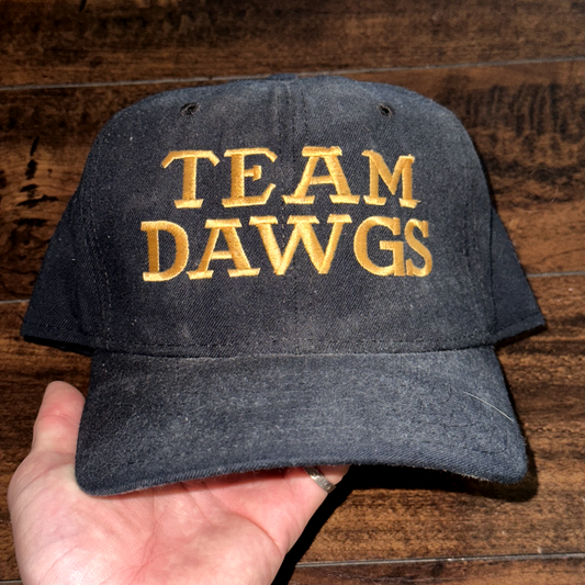 Team Dawgs Vintage Hat Cap Snapback Dogs Funny USA Black New Era Humor Friends