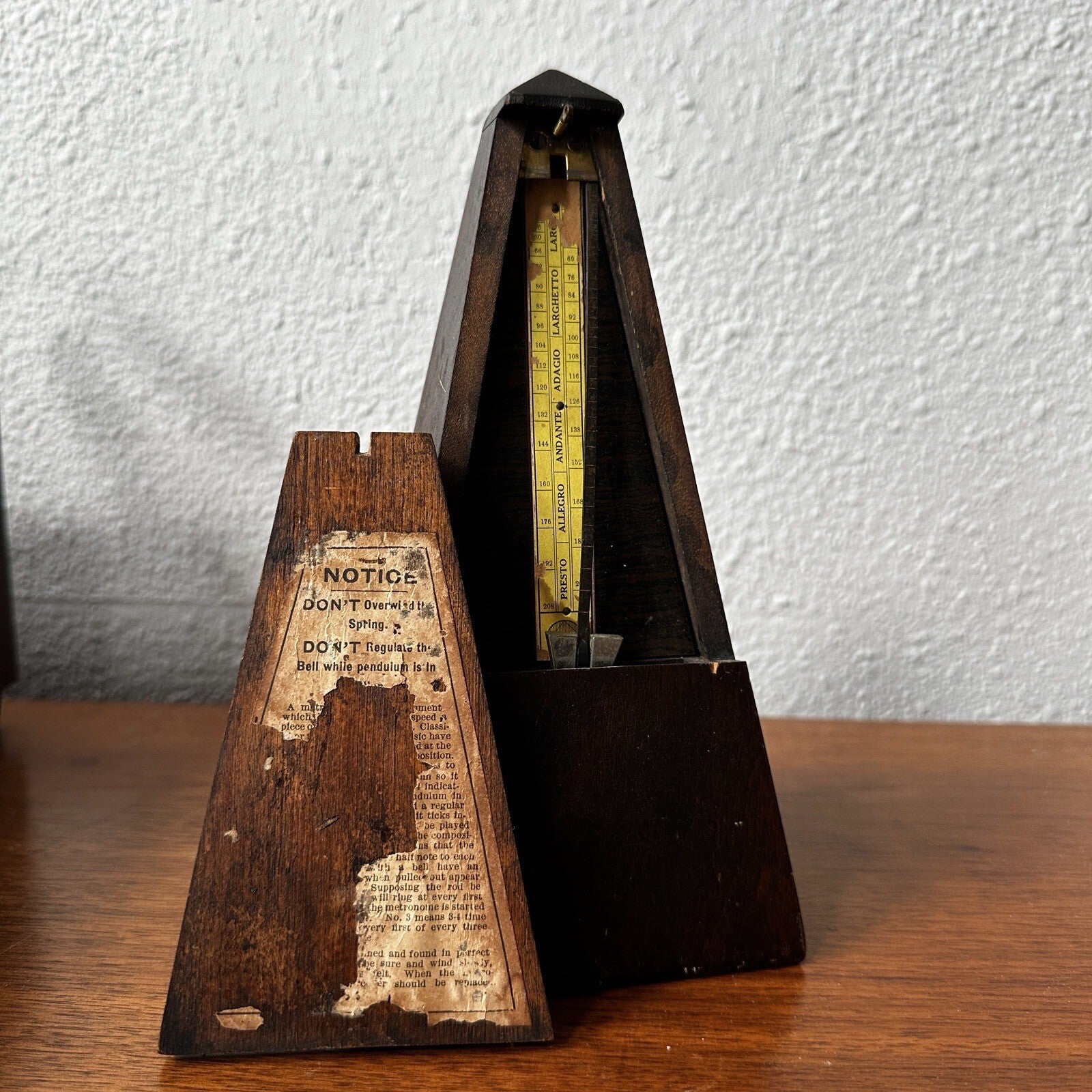 Hollande Angleterre Improved Maelzel Metronome Windup Wood Vtg Antique Paris