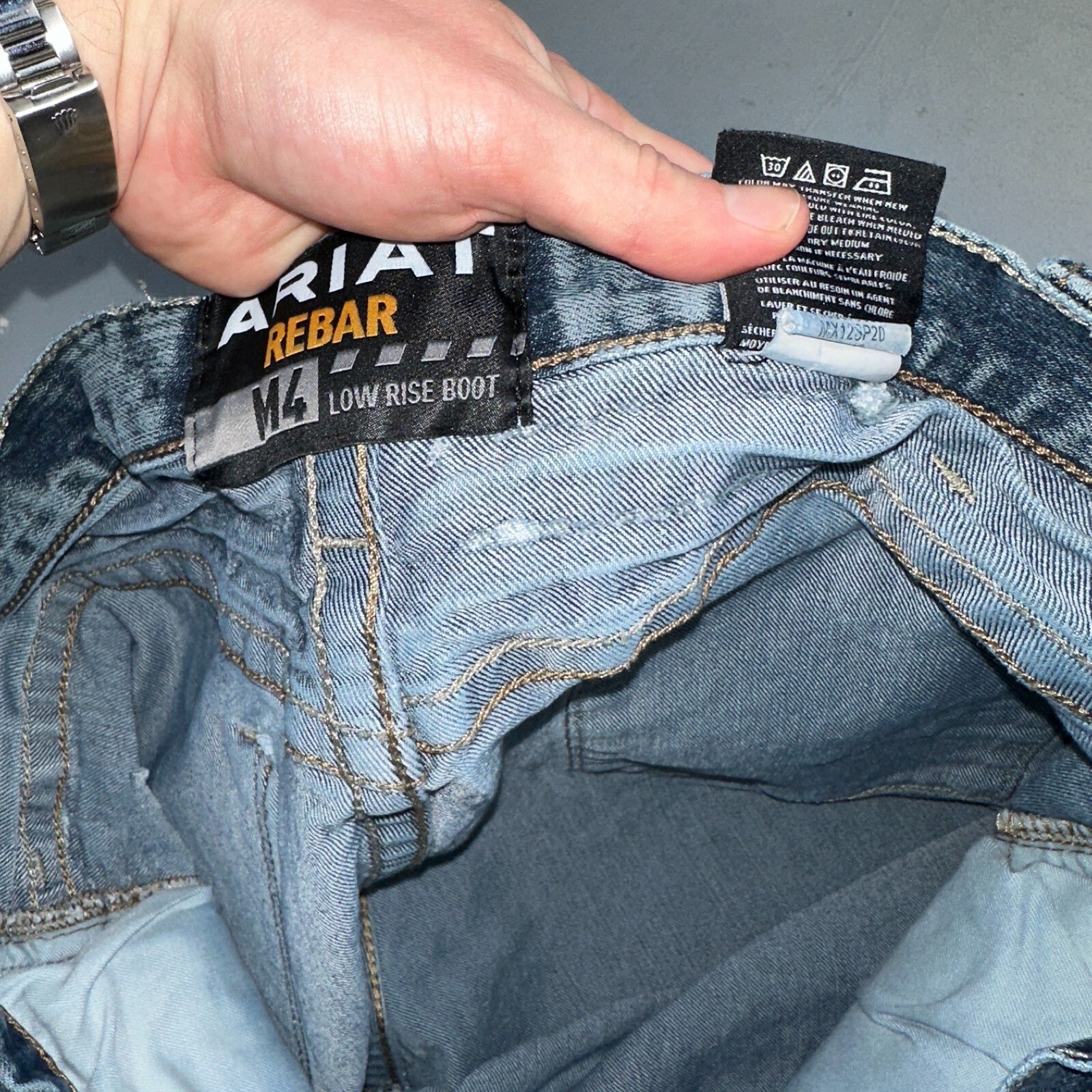 Ariat Rebar Jeans Men's 40x30 Blue M4 Low Rise DuraStretch Edge Boot Cut Western