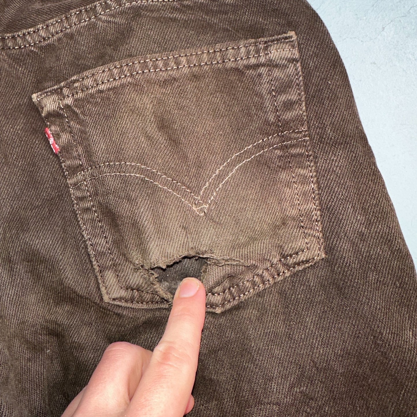 Levis 501 Vintage 90s USA XX Straight Leg Jeans Brown Dark Wash 29x32 Act 29x31