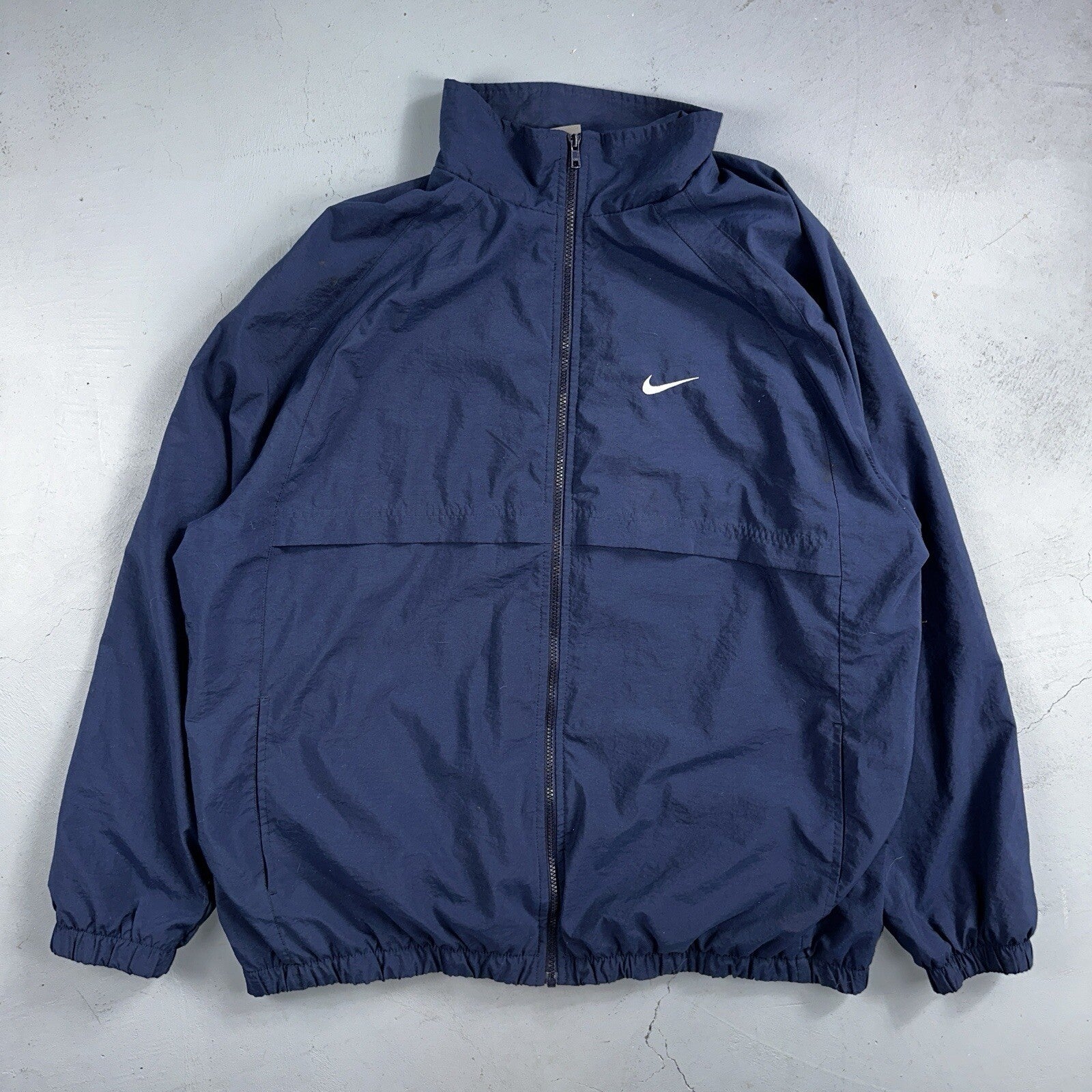 Nike VTG Y2K Windbreaker Track Jacket 2XL Blue Navy Basic Simple Football