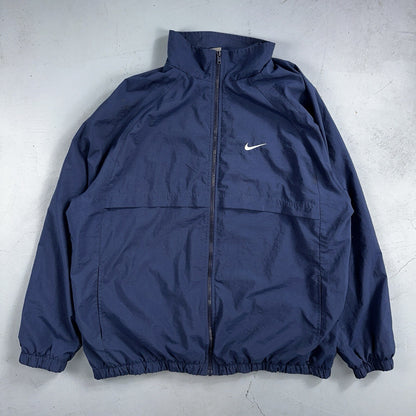 Nike VTG Y2K Windbreaker Track Jacket 2XL Blue Navy Basic Simple Football