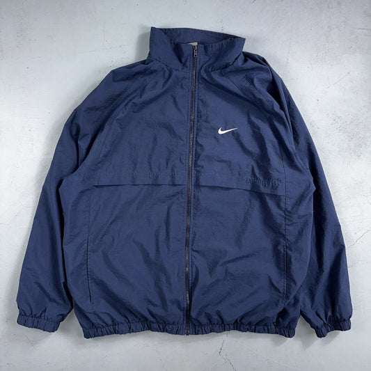 Nike VTG Y2K Windbreaker Track Jacket 2XL Blue Navy Basic Simple Football