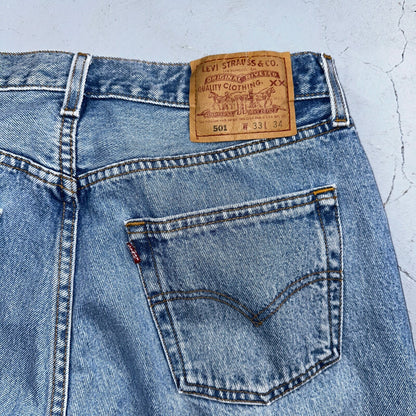 Levis 501 Vintage 90s USA XX Straight Leg Jeans Blue Light Wash 33x34 Act 31x33