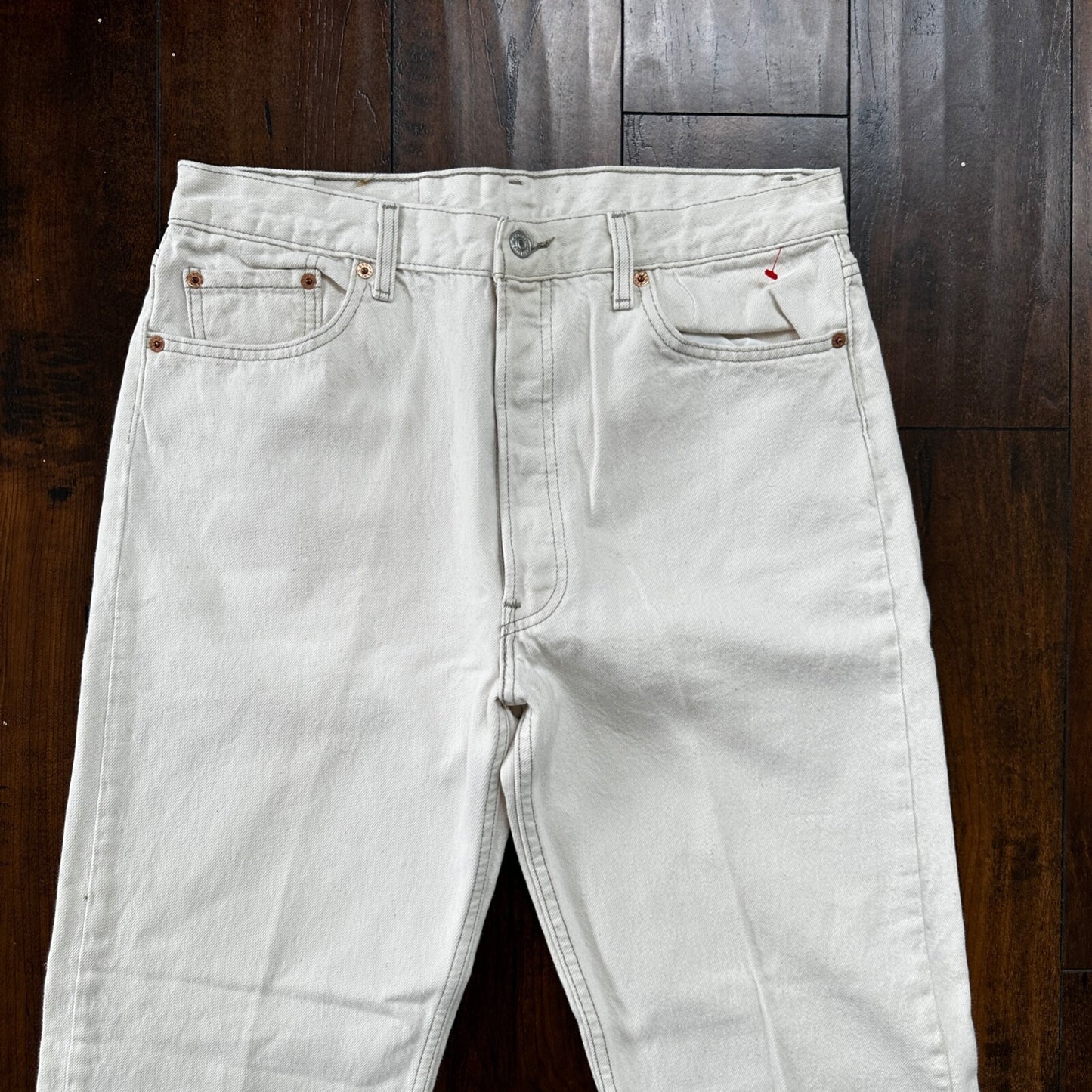 VTG 90s Levis 501 Button Fly 36x32 USA Tag Jeans Straight White XX Act 32x31