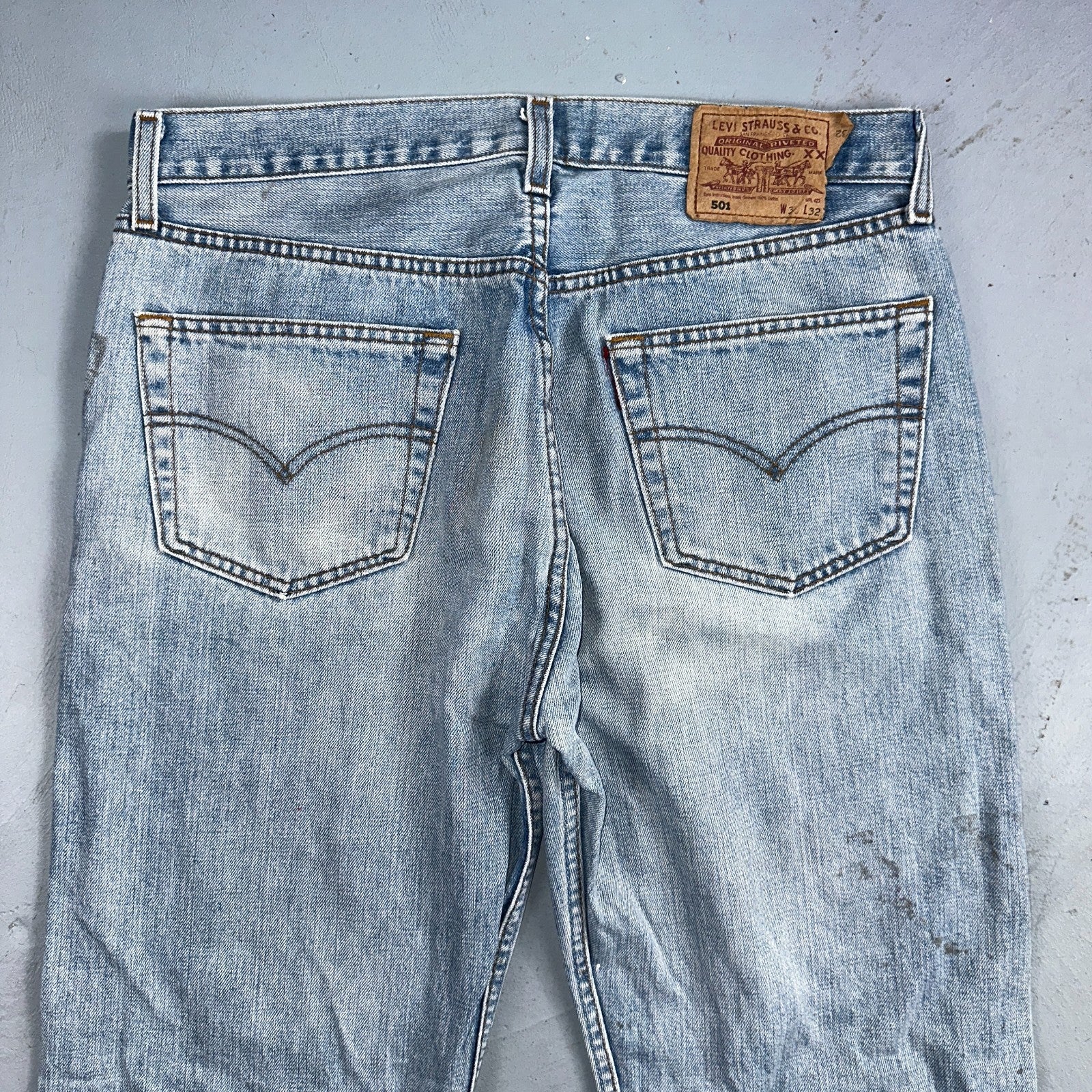 Levis 501 Vintage 90s Poland Straight Leg Jeans Blue Light Wash 36x32 Act 34x31