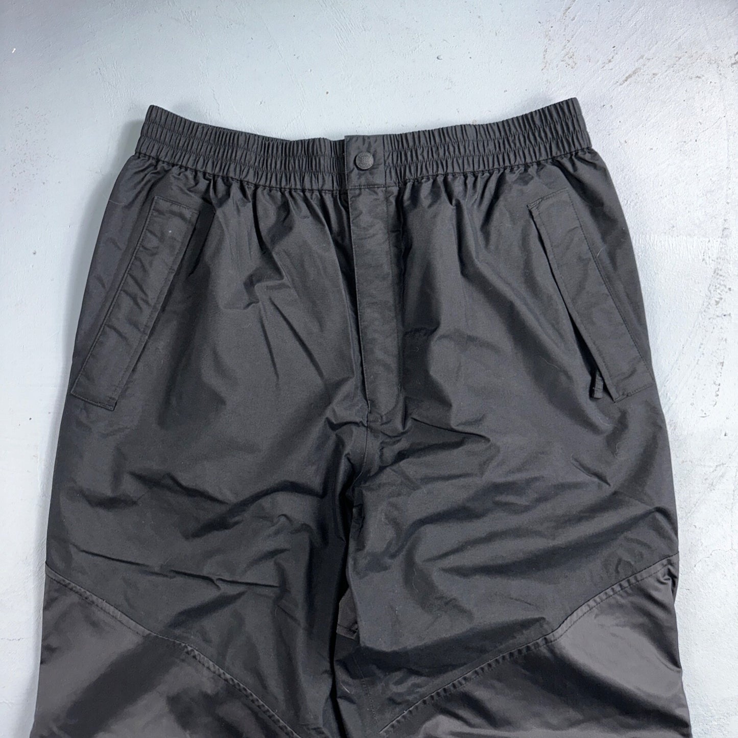 Cabelas Black Lined Mens Pants Rain Pants XL Reg Golf Double Knee Nylon