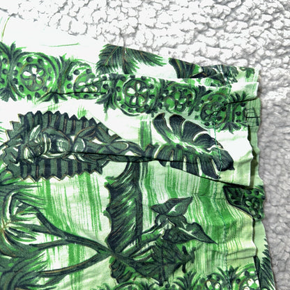 Vintage 50s Hawaiian Aloha Print Shirt Rockabilly Honolulu 60s Button USA Green