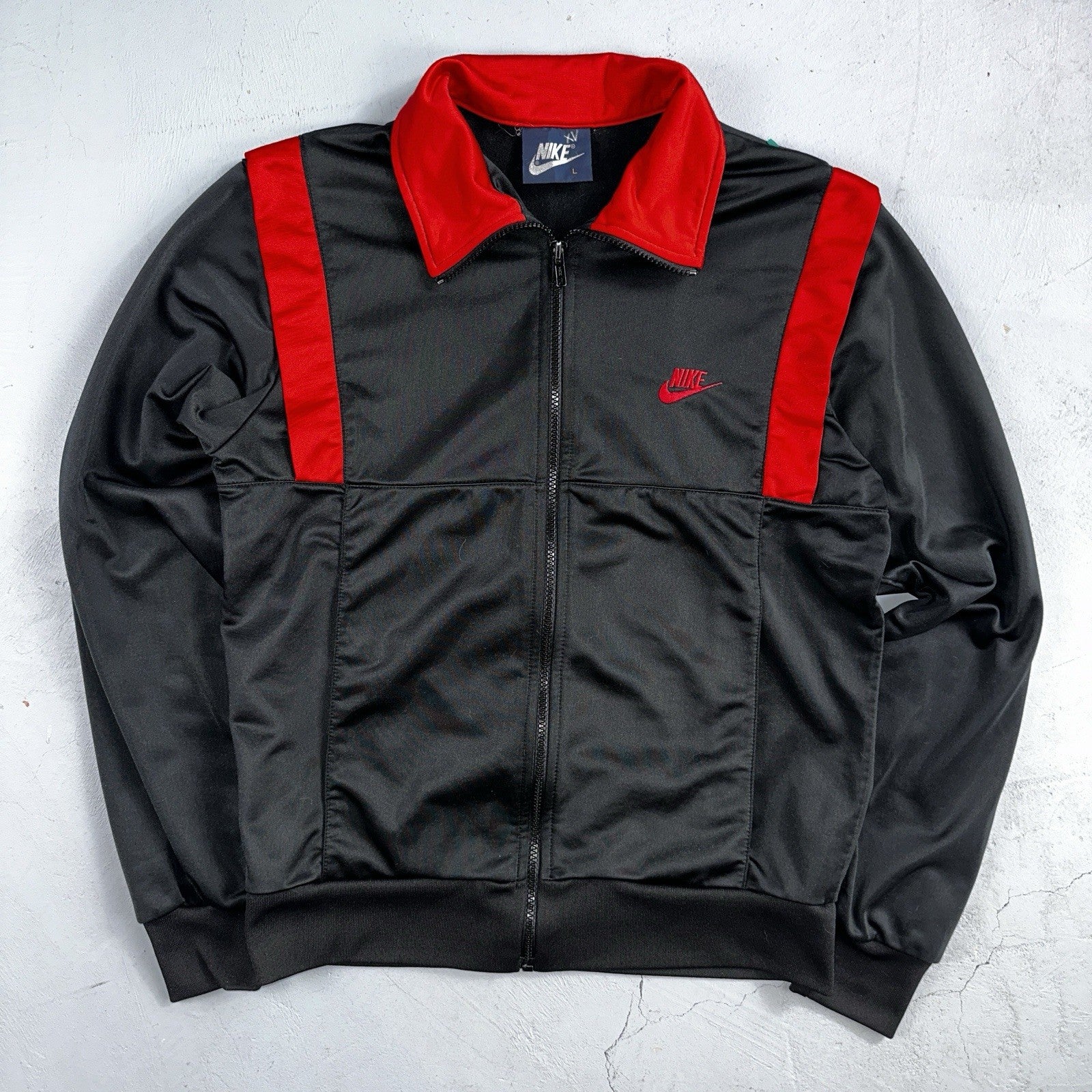 Nike Vintage 1985 Air Jordan Jacket Bred Chicago L RARE Black Red Poly 80s