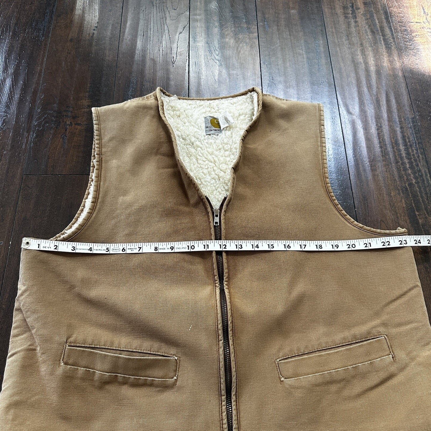 VTG 70s Carhartt Sherpa Lined Vest Mens XLT 6SVL Heavy Duck Canvas Hunting