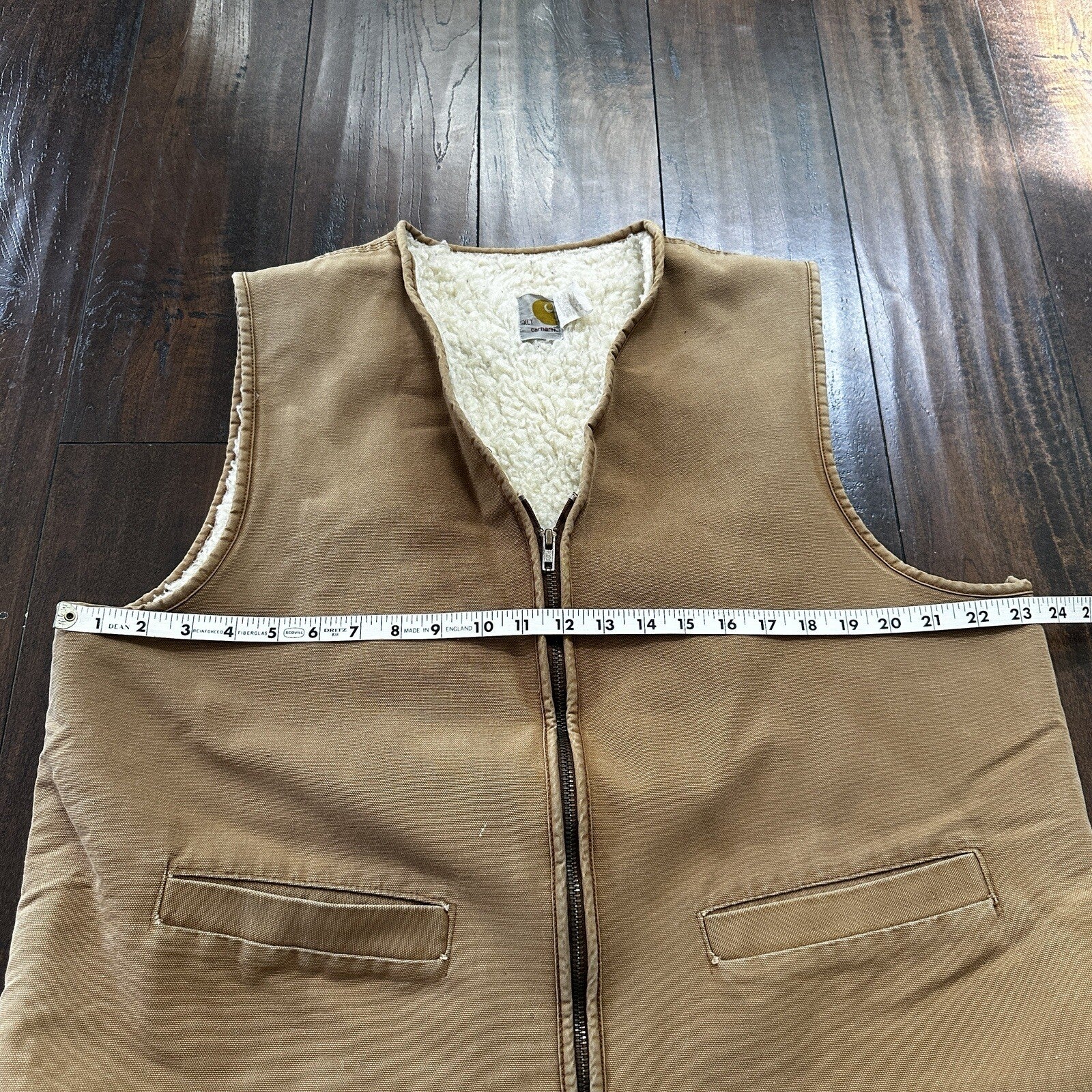 VTG 70s Carhartt Sherpa Lined Vest Mens XLT 6SVL Heavy Duck Canvas Hunting