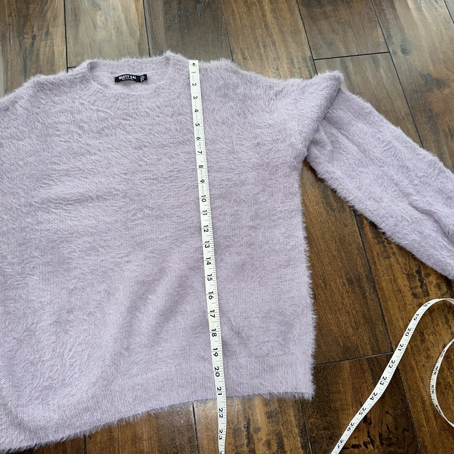 Nasty Gal Womens Fuzzy Sweater Purple Crew Neck Long Sleeve Mohair Vtg Style