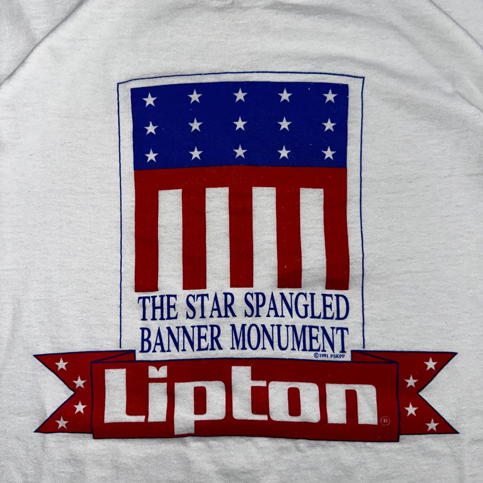 Lipton Tea VTG T Shirt USA Screen Stars America Banner Americana Pop Culture