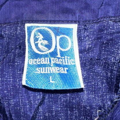 OP Ocean Pacific Sunwear Men's M Aloha Shirt Button-Up Floral Blue 70s 1970s